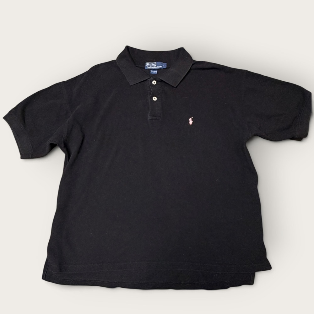 Vintage Polo Ralph Lauren Preppy Mens Polo Shirt XL Black Pink Pony RL 04